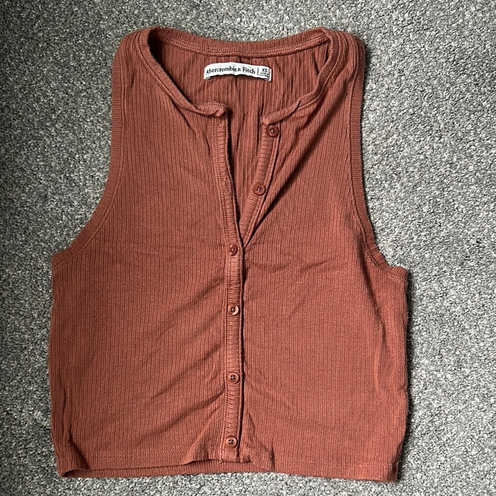 Abercrombie & Fitch Orange Ribbed Crop Tank Top